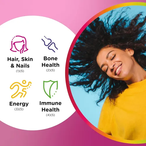 Centrum Multigummies Multi+ Beauty Multivitamínico De Doble Acción Sabores De Cereza, Baya Y Naranja, 100 Unidades