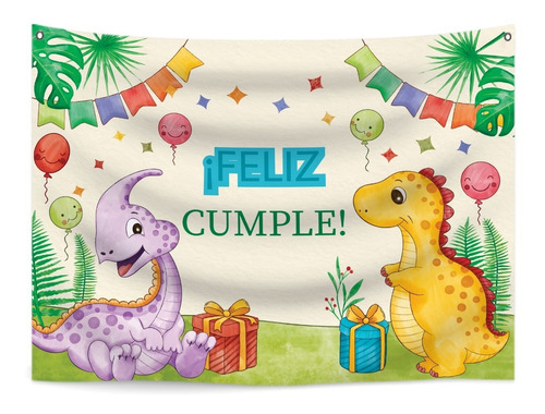 Banner Cumpleaños De Dinosaurio 3x1.5 Mts
