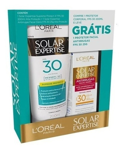 Imagem 1 de 2 de Kit Protetor Solar Loreal Paris 200ml Fps30+antirrugas 25g