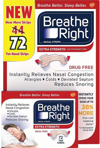 72 Tiras Nasales Breathe Right