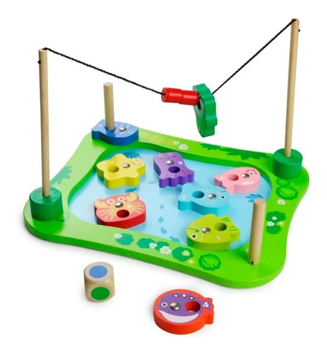 Imagen 6 de 7 de Juego De Pesca Magnetico Madera Con Dado Acool Ac7685 Full