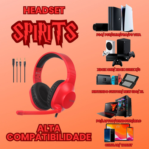 Auriculares multiplataforma para juegos Sades Spirits para PS4 Ps5 Vr Xbox Cel PC portátil Nintendo Switch Auriculares con micrófono rojo