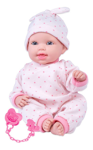 Boneca Infantil Miyo Menina Com Chupeta Som Pijama 33 Cm    