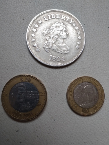 Moneda Liberty 1804, Monedas 10 Y 20 Pesos, 5 Mayo Y O. Paz 