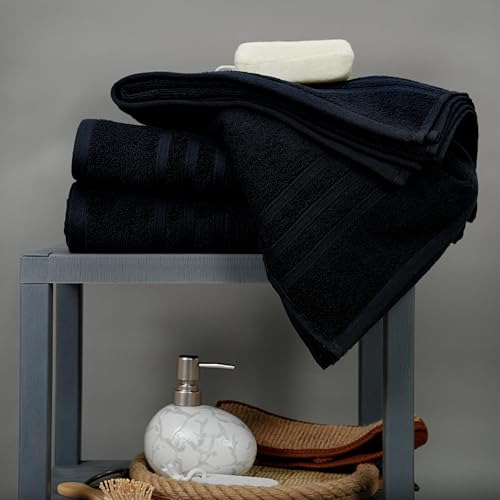 Juego De 4 Toallas De Baño 100% Algodón Negras