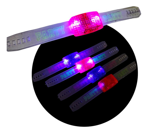 Pulseras Audioritmicas Led Sensoriales Cotillon Luminoso X5