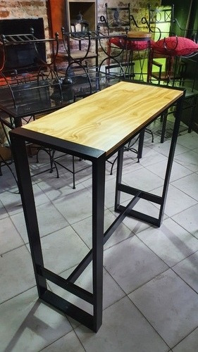 Mesa Barra Isla 120x50 60/20 Linea Cubo Madera Laqueada