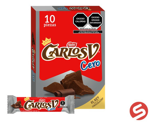 Chocolate Carlos V Cero Azúcar 10pzs 170 Gr