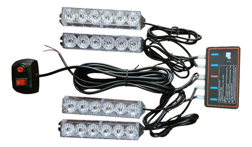 Luces Led Policiales 4 Barras De 6 Led Multifuncion 12v/24v