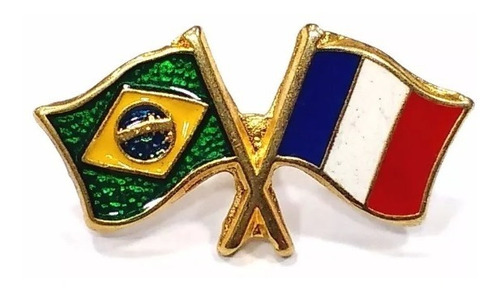 Bótom Pim Broche Bandeira Brasil X França Folheado A Ouro