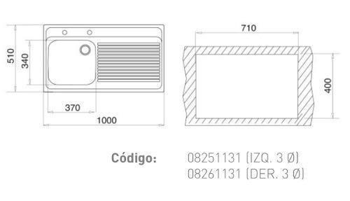 Fregadero Teka Sobreponer 100.50 1c 1e Der C/c 3ø 8261131