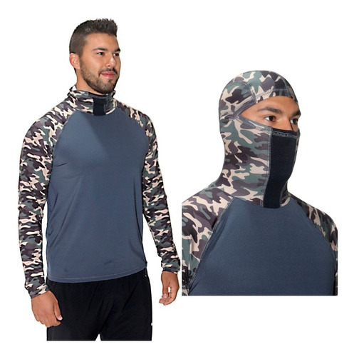 Camiseta Ninja Premium Camuflada  Uv50+ Para Pesca Airsoft 