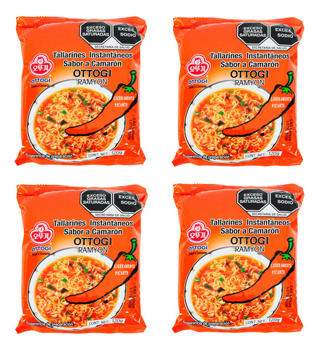 Ramen Fideo Instantaneo X 4 Pcs Ottogi Ramyon Coreano 120g