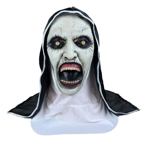 Máscara Dia Das Bruxas A Freira Látex Halloween Carnaval Cor Branco