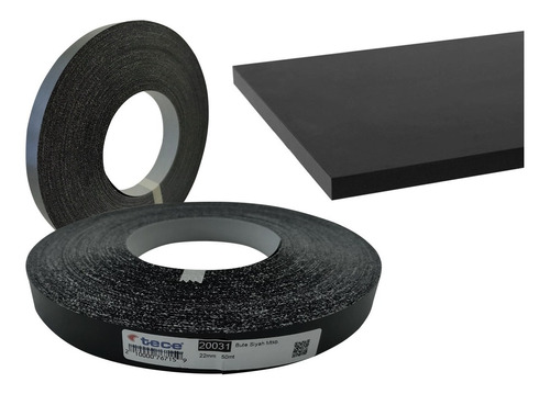 Filo Melaminico Preencolado  Negro 22mm X 50mts Tece