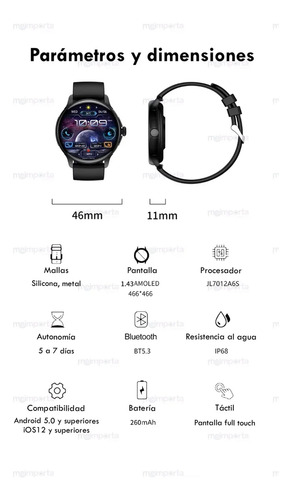 Reloj Hk49 Smartwatch Amoled Deportivo Elegante Unisex Negro Negro