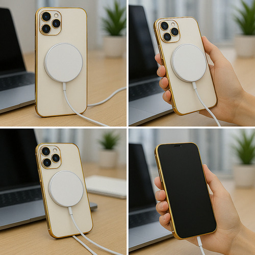 Funda Para Celular Magsafe Compatible Iphone 16 Pro Max Dorado Brillante