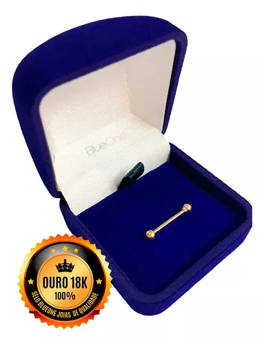 Piercing De Orelha Reto Bolinha 3mm Ouro 18k 750