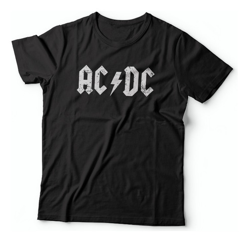 Remera Ac Dc Logo Blanco Música Unisex Algodón Premium