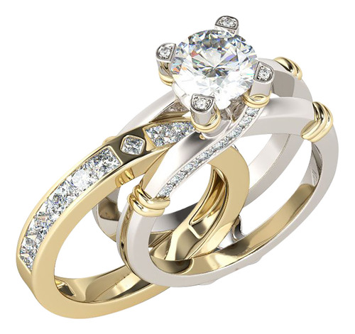 Set Combinado De Anillos 2 En 1 Con Circonitas Y Versátiles