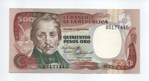 Billete De Colombia 500 Pesos 1984