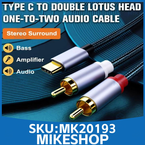 Cable Usb C A 2 Rca Stereo Audio Para Celulares Tablets Ipad