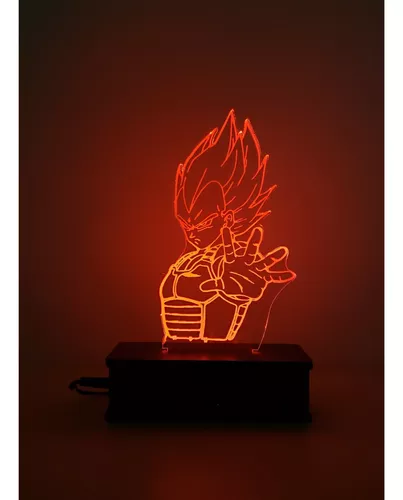 Luminária Led 3d, Vegeta, Dragon Ball Z, desenho, decoração, 16