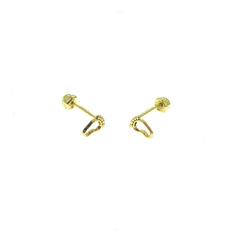 Arete Broquel Silueta Pie Oro 10k Kt / Niña Mujer Regalo