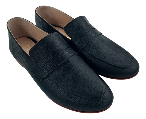 Mocasin Talon Plegable Negro 100% Cuero Raiza Rangel