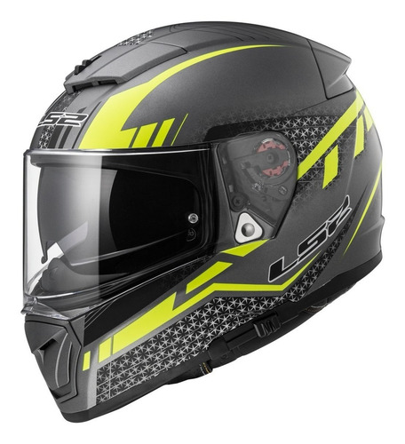 Casco Moto Ls2 Ff390 Breaker Split Titanio Amarillo Matte