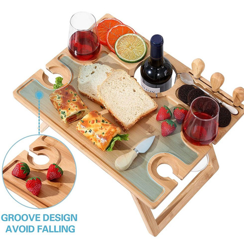 Ollieroo Mesa De Picnic Portátil Para Vino, Mesa Plegable De