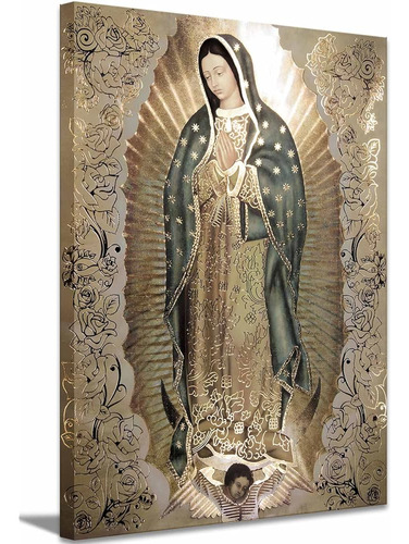 Gran Enmarcado Nuestra Señora De Guadalupe Retrato Lienzo Ar