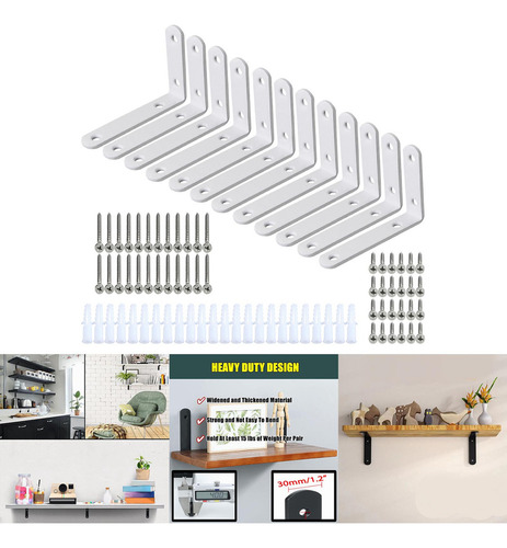 12 Uds. Soportes De Esquina Flotantes Para Estantes 100x64mm