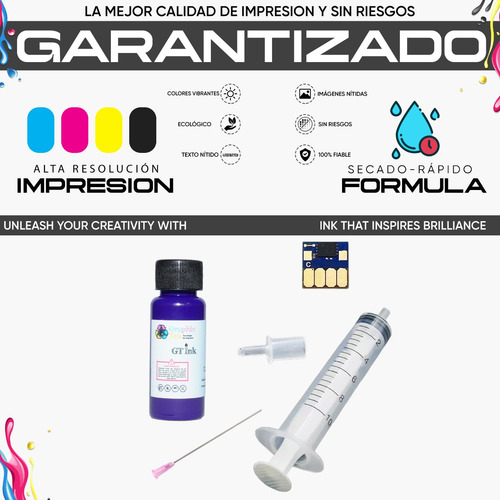 Kit Para Rellenar Compatible Cartucho Hp 964xl Cian Con Chip
