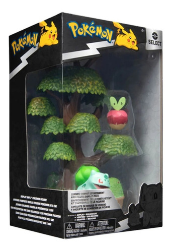 Pokémon Playset De 15cm - Floresta Com Bulbasaur E Applin