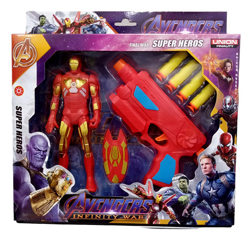 Muñeca De Iron-man Con Pistola Lanza Dardos De Goma
