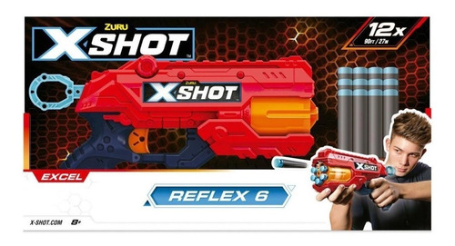 Lançador X-shot Zuru Red Reflex Tk6 12 Dardos Candide 5712