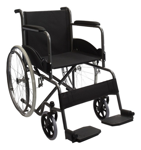 Silla De Ruedas Wheelchair De Lujo Todo Terreno Plegable Color Negro