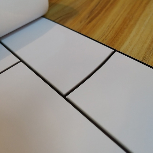 Imagen 5 de 5 de Lamina Vinilo Autoadhesivo Azulejos Subway Blancos
