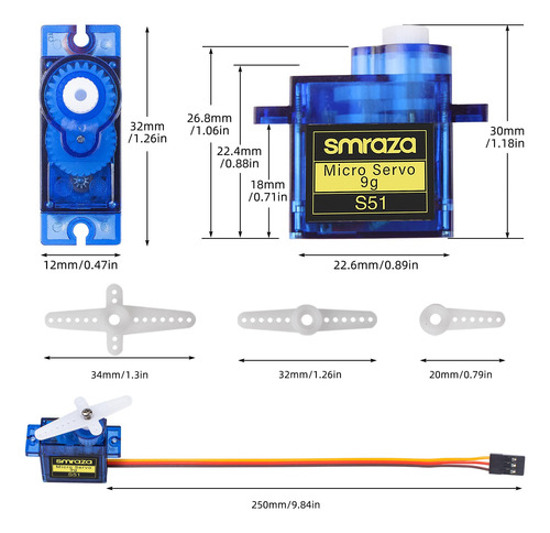 Sg90 9g Micro Servo Motor: Mini Servos Para Rc Robot/coche/a