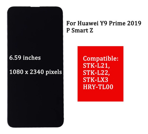 Imagen 2 de 7 de Marco De Pantalla Lcd Para Huawei Y9 Prime 2019 Azul