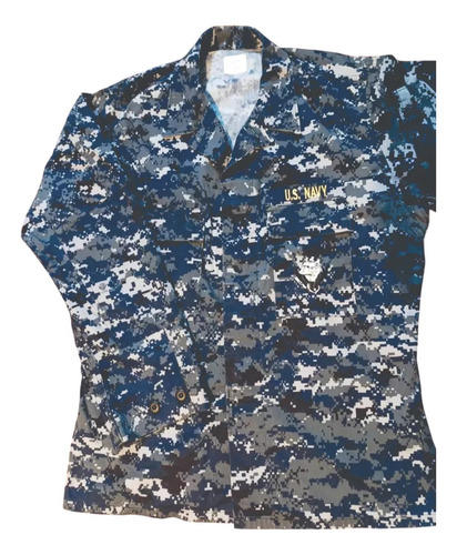 Chaqueta Militar Camuflada Bordada Us Navy Autentica (Usado)