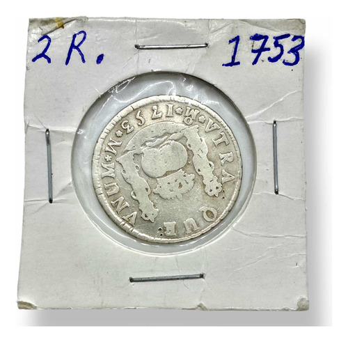 Wow Moneda De México De Plata 2 Reales Columnaria Año 1753