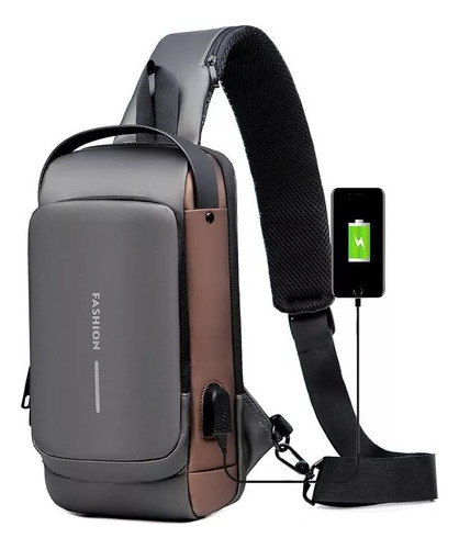 Mochila Mini Crossover Para Hombre Con Pecho Diagonal+usb.