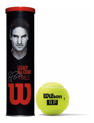 Tubo Pelotas Tenis Wilson Federer Legacy X 4 Unidades Cuotas