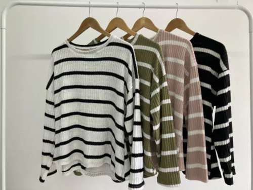 Sweater / Buzo Tejido Rayado - Talle Grande Especial