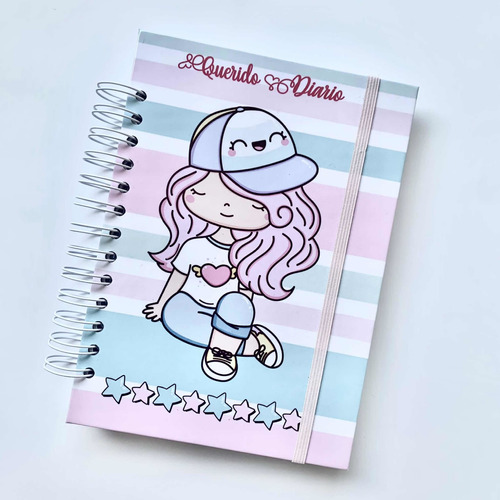 Diario Niña Kawaii Rosa 100 Paginas Con Lapicera Y Elástico