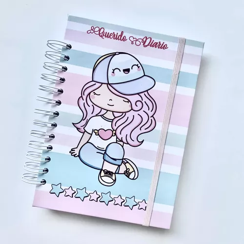 Diario Niña Kawaii Rosa 100 Paginas Con Lapicera Y Elástico