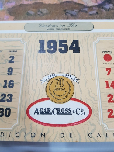 Imagen 6 de 10 de Antiguo Almanaque Agar Cross 1954 Roca Soler Mag 58617