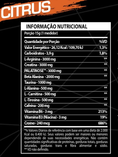 Imagem 2 de 6 de Prohibido Pré Treino 180g 3vs Nutrition - Com Beta Alanina